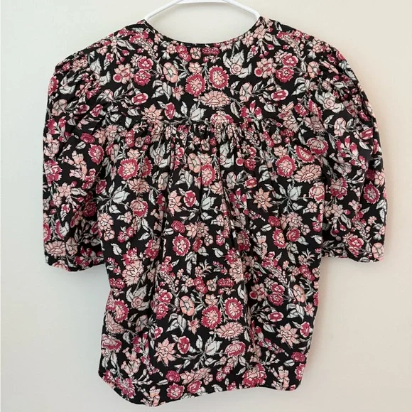 Rebecca Taylor Black and Pink Floral Blouse - Picture 2 of 5